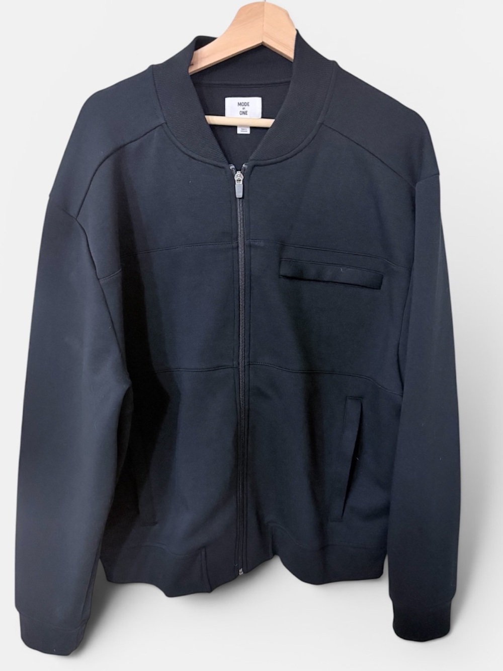 Mode of One Black Zip Bomber Jacket XL Minimalist